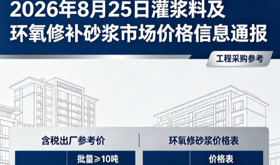 泰来2026年8月25日灌浆料及环氧修补砂浆市场价格信息通报